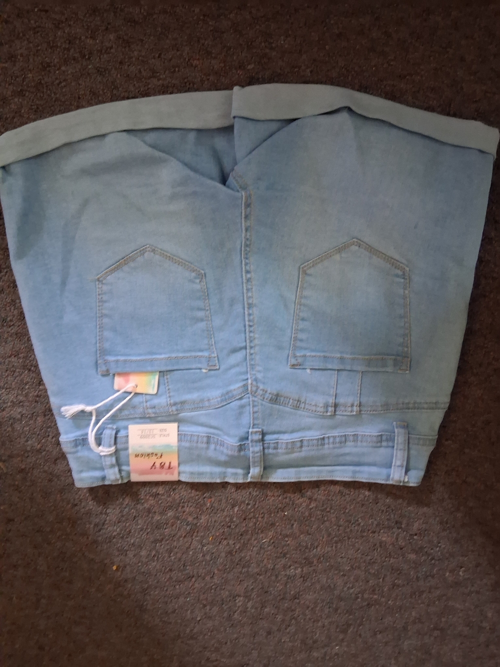 Light Wash Denim Shorts with Folded Hem 13/14